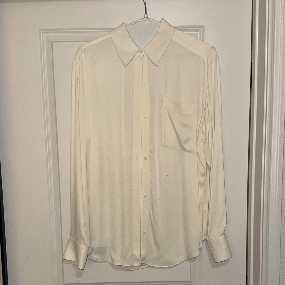 Nordstrom Pocket Satin Button-Up Shirt